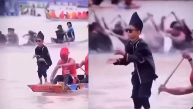Cute Boy Dancing On Boat
