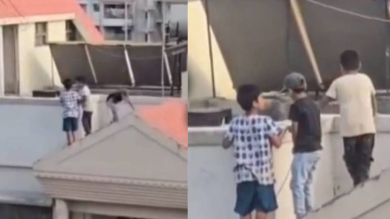Children Playing On Roof Video
