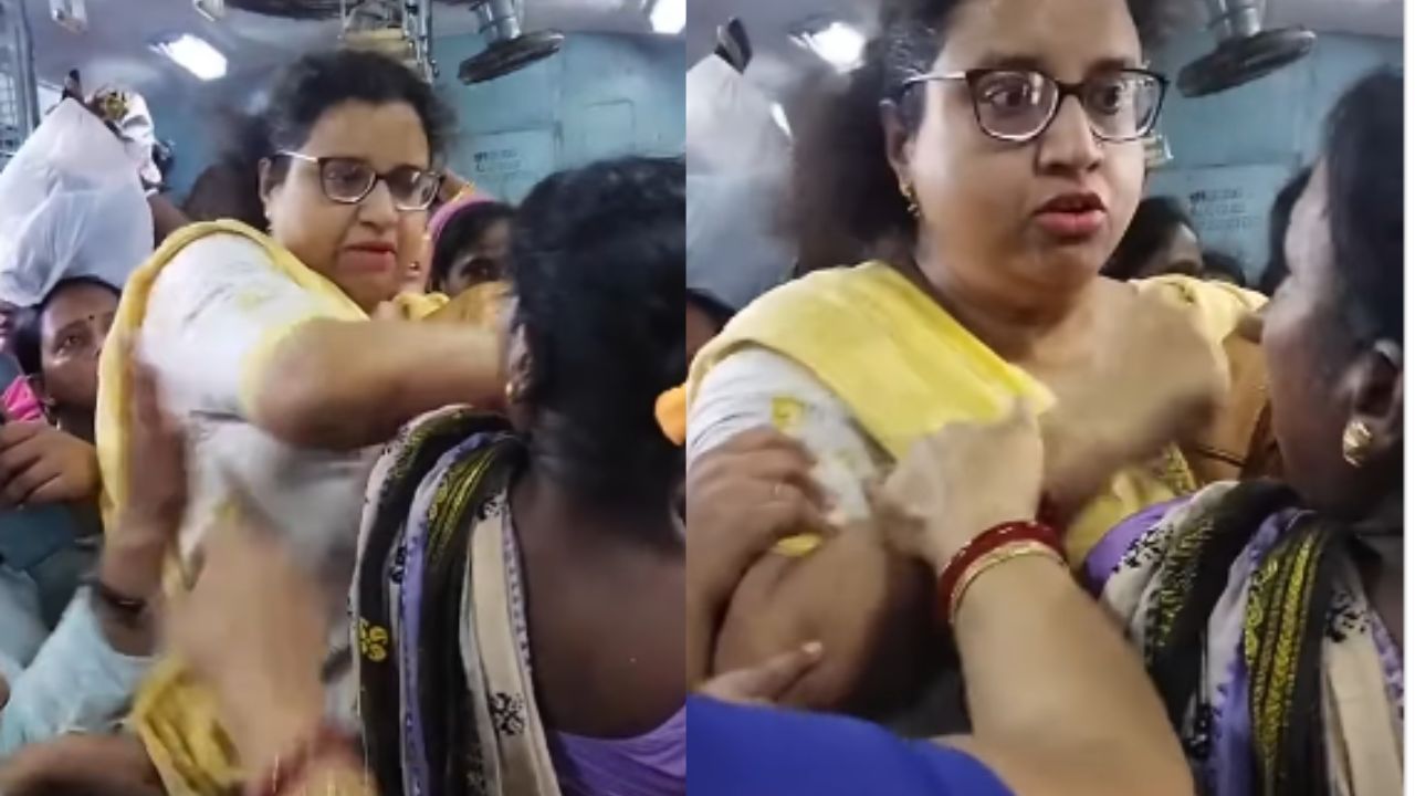 Mumbai Local Train Women Fight Video