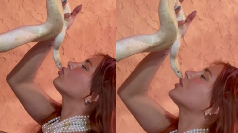 Model Kisses Alive Snake Video