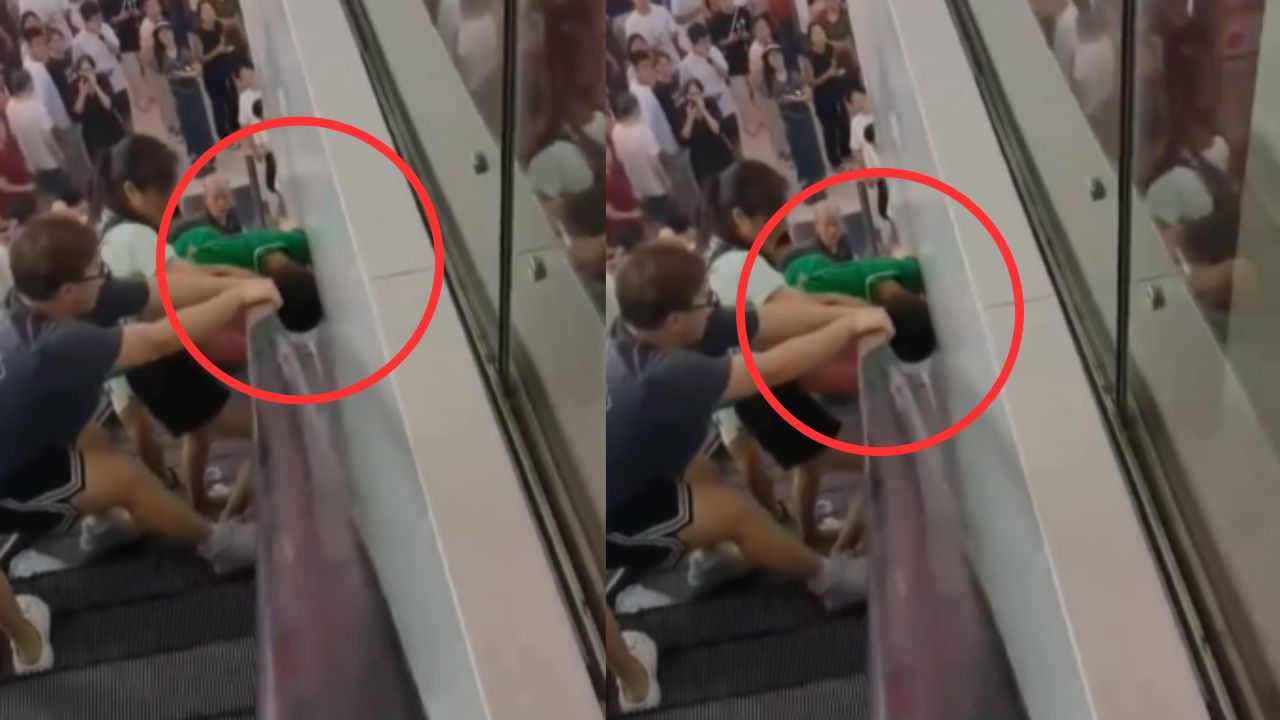 Boy Head Trapped In Esclator Video